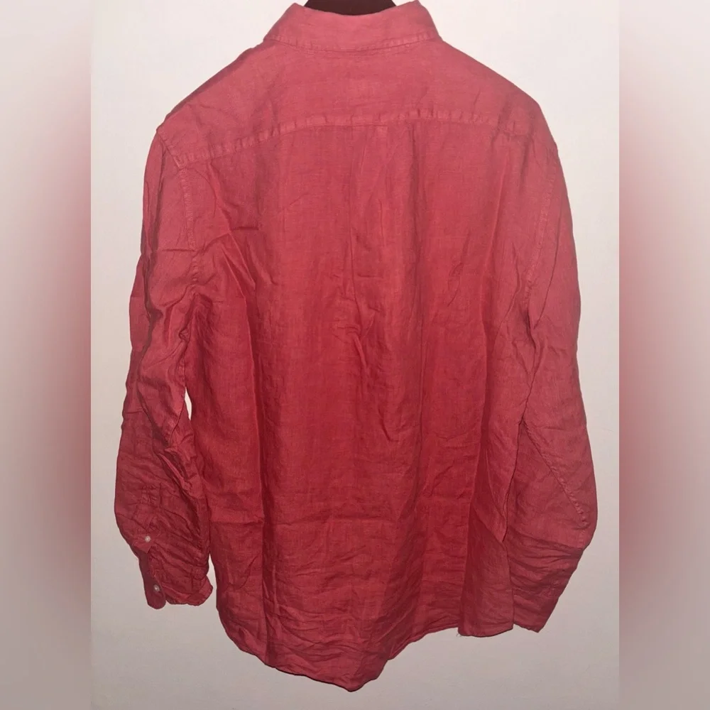 NWT J.Crew Washed linen shirt w/ point collar Medium Seasoned Red Preppy Casual